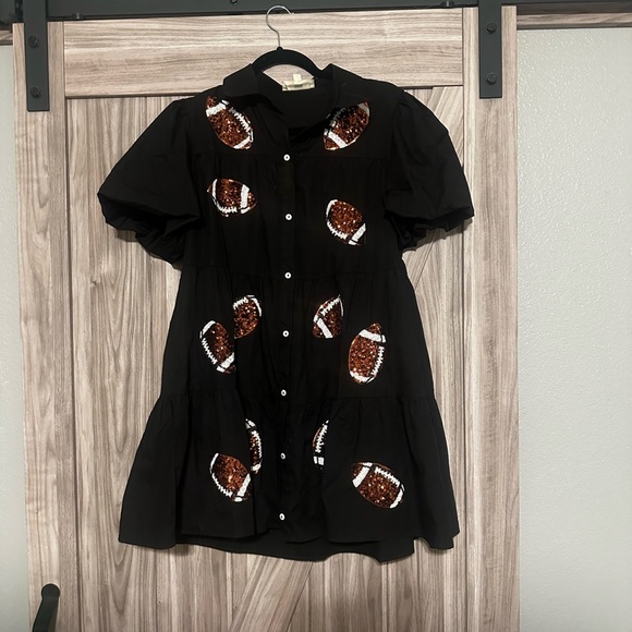 Black Dress with Sequin Football Accents - Picture 1 of 2